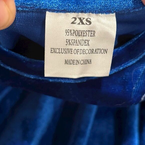 Girls Blue Velvet Nativity Dress 2T Christmas Long Sleeve Ruffle Holiday - Picture 3 of 7